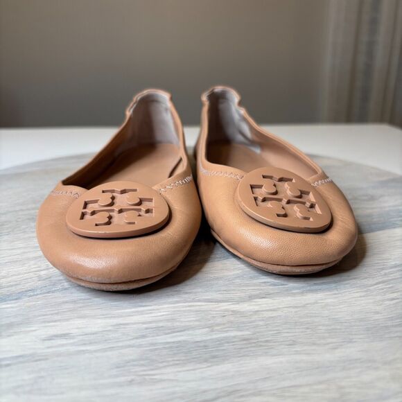 Tory Burch Women's Minnie Travel Flats Beige Leather‎ Tan Make-Up Color Size 7.5 - Picture 5 of 8